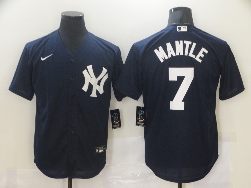 Men's New York Yankees #7 Mickey Mantle Navy Cool Base Stitched Jersey Men's New York Yankees #7 Mickey Mantle Navy Cool Base Stitched Jersey