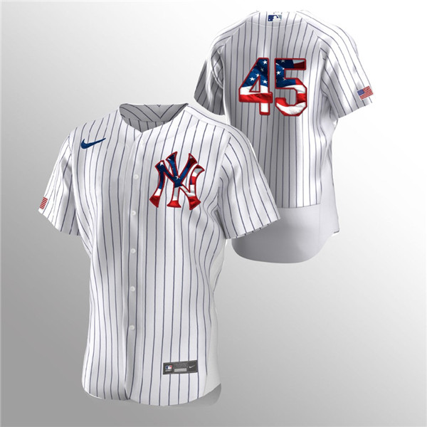 Men's New York Yankees #45 Gerrit Cole White 2020 Stars & Stripes Flex Base Stitched Jersey Men's New York Yankees #45 Gerrit Cole White 2020 Stars & Stripes Flex Base Stitched Jersey