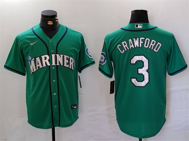 Men's Seattle Mariners #3 J.P. Crawford Aqua Cool Base Stitched jersey Men's Seattle Mariners #3 J.P. Crawford Aqua Cool Base Stitched jersey