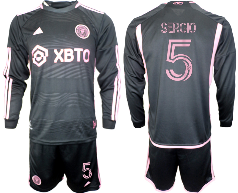 Men's Inter Miami CF #5 sergio 2023/24 Black Away Soccer Jersey Suit Men's Inter Miami CF #5 sergio 2023/24 Black Away Soccer Jersey Suit