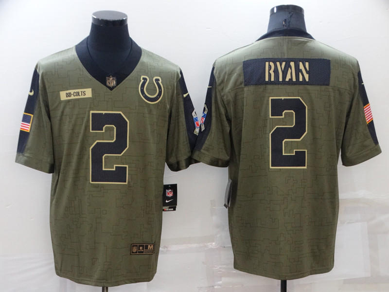 Men's Indianapolis Colts #2 Matt Ryan Olive Salute To Service Limited Stitched Jersey Men's Indianapolis Colts #2 Matt Ryan Olive Salute To Service Limited Stitched Jersey