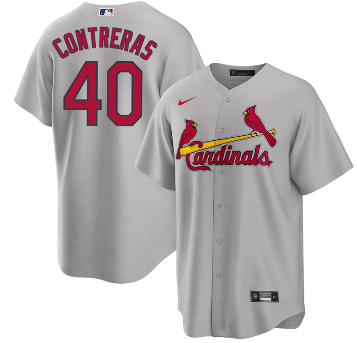 Men's St. Louis Cardinals #40 Willson Contreras Grey Cool Base Stitched Jersey Men's St. Louis Cardinals #40 Willson Contreras Grey Cool Base Stitched Jersey