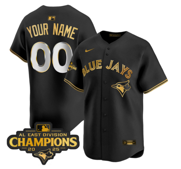 Men's Toronto Blue Jays Active Player Custom Black 2025 AL East Division Champions Vapor Premier Limited Stitched Jersey