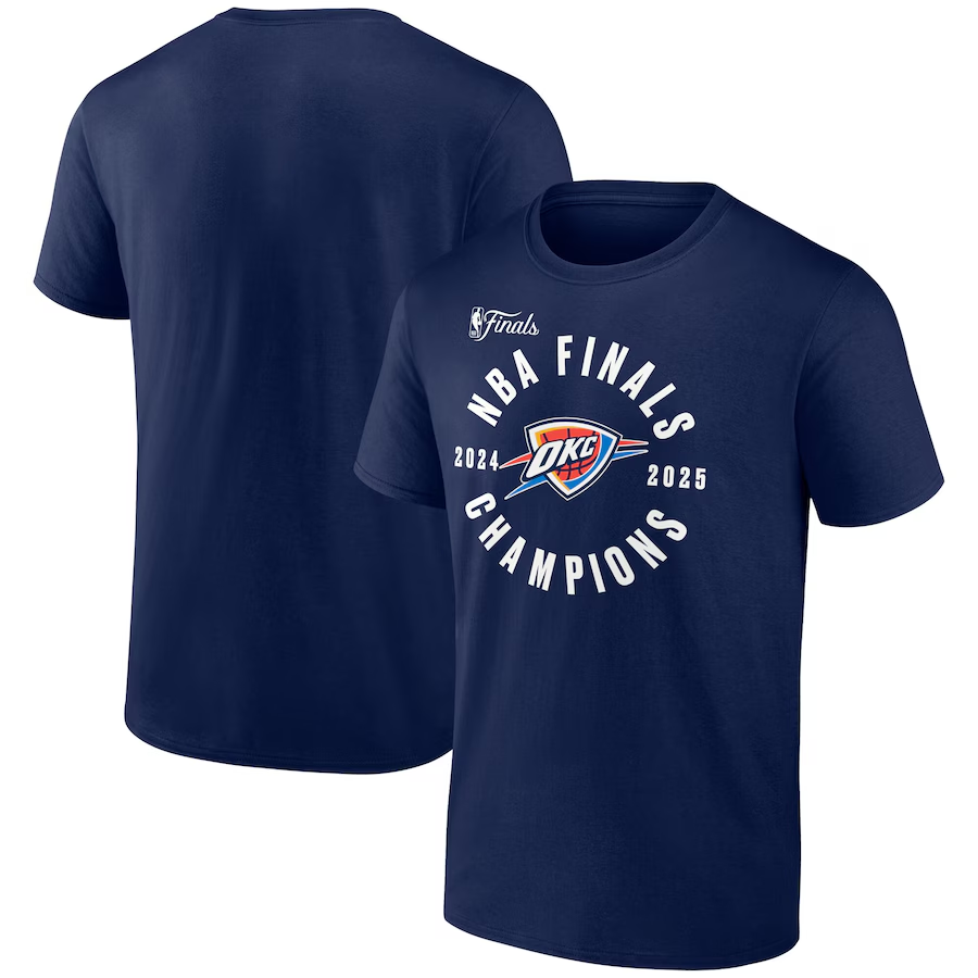 Men's Oklahoma City Thunder Navy 2025 Finals Champions Offensive Rebound T-Shirt Men's Oklahoma City Thunder Navy 2025 Finals Champions Offensive Rebound T-Shirt