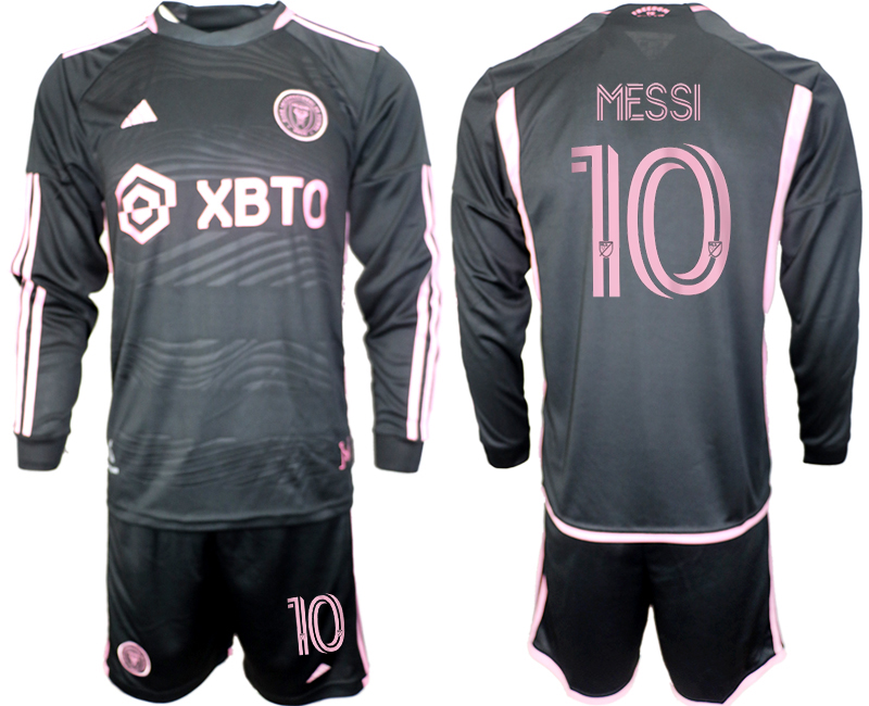 Men's Inter Miami CF #10 Lionel Messi 2023/24 Black Away Soccer Jersey Suit Men's Inter Miami CF #10 Lionel Messi 2023/24 Black Away Soccer Jersey Suit