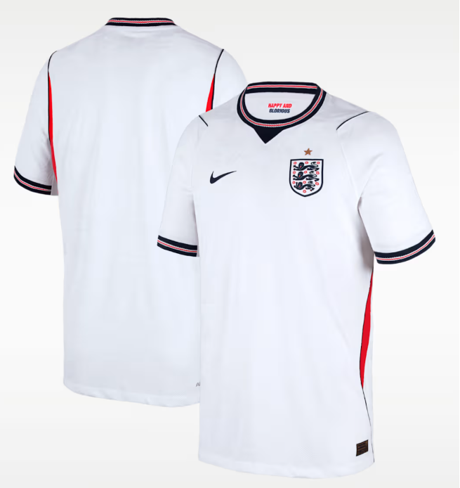 Men's England Blank 2026 White Home Stadium Replica Soccer Jersey