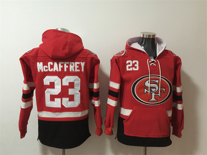 Men's San Francisco 49ers #23 Christian McCaffrey Red/Black Ageless Must-Have Lace-Up Pullover Hoodie Men's San Francisco 49ers #23 Christian McCaffrey Red/Black Ageless Must-Have Lace-Up Pullover Hoodie