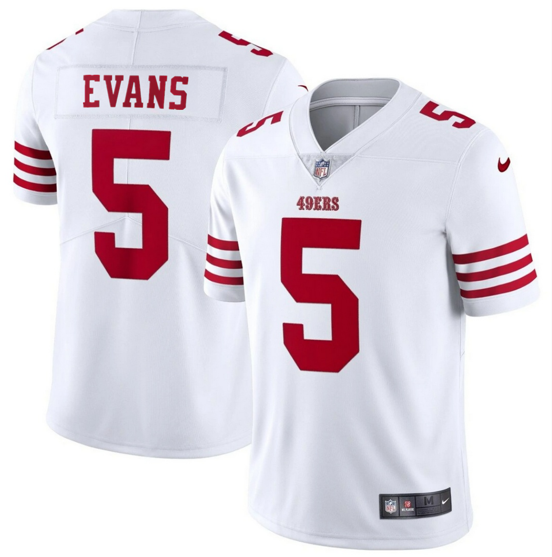 Men's San Francisco 49ers #5 Mike Evans White 2026 Vapor Untouchable Limited Stitched Football Jersey Men's San Francisco 49ers #5 Mike Evans White 2026 Vapor Untouchable Limited Stitched Football Jersey