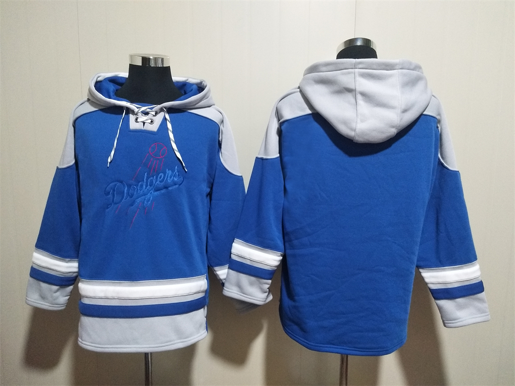 Men's Los Angeles Dodgers Blank Blue Ageless Must-Have Lace-Up Pullover Hoodie Men's Los Angeles Dodgers Blank Blue Ageless Must-Have Lace-Up Pullover Hoodie
