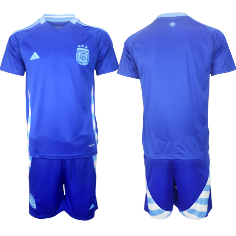 Men's Argentina Blank Blue 2024-25 Away SoccerJersey Suit Men's Argentina Blank Blue 2024-25 Away SoccerJersey Suit