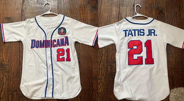 Men's Dominican #21 Tatis White Stitched Baseball Jersey Men's Dominican #21 Tatis White Stitched Baseball Jersey