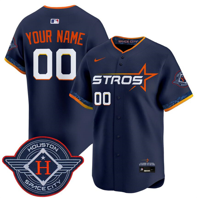 Men's Houston Astros Active Player Custom Navy 2025 City Connect Limited Stitched Baseball Jersey Men's Houston Astros Active Player Custom Navy 2025 City Connect Limited Stitched Baseball Jersey