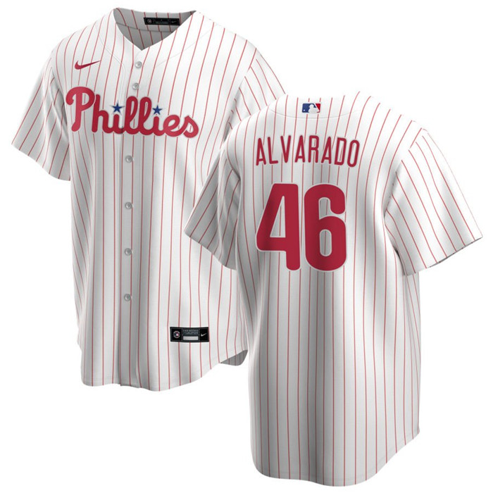 Men's Philadelphia Phillies #46 José Alvarado White Cool Base Stitched Baseball Jersey Men's Philadelphia Phillies #46 José Alvarado White Cool Base Stitched Baseball Jersey