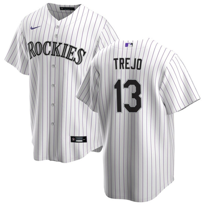 Men's Colorado Rockies #13 Alan Trejo White Stitched Baseball Jersey Men's Colorado Rockies #13 Alan Trejo White Stitched Baseball Jersey