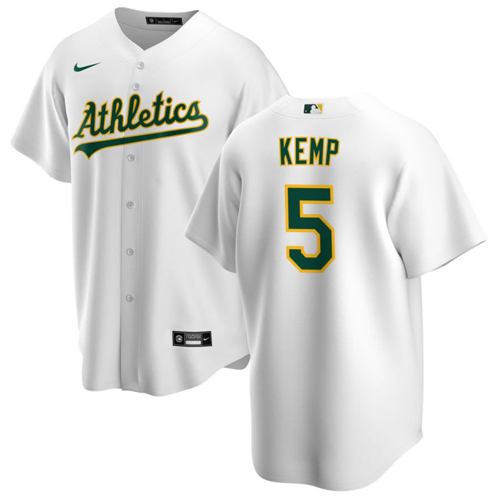 Men's Oakland Athletics #5 Tony Kemp White Cool Base Stitched Jersey Men's Oakland Athletics #5 Tony Kemp White Cool Base Stitched Jersey