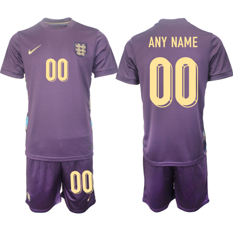 Men's England Custom 2024-25 Purple Away Soccer Jersey Suit Men's England Custom 2024-25 Purple Away Soccer Jersey Suit