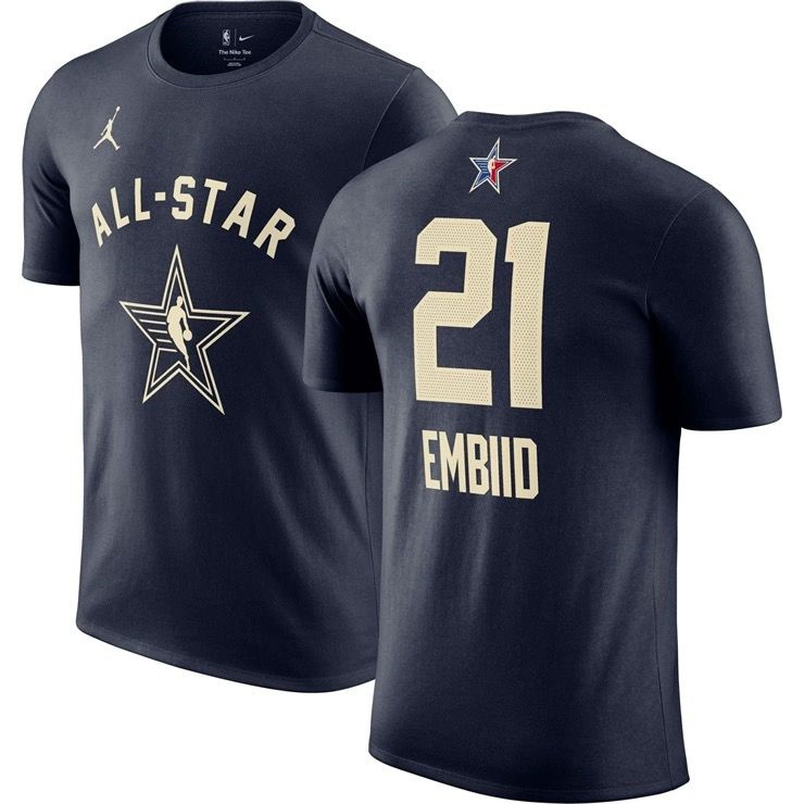 Men's 2024 All-Star #21 Joel Embiid Navy T-Shirt Men's 2024 All-Star #21 Joel Embiid Navy T-Shirt