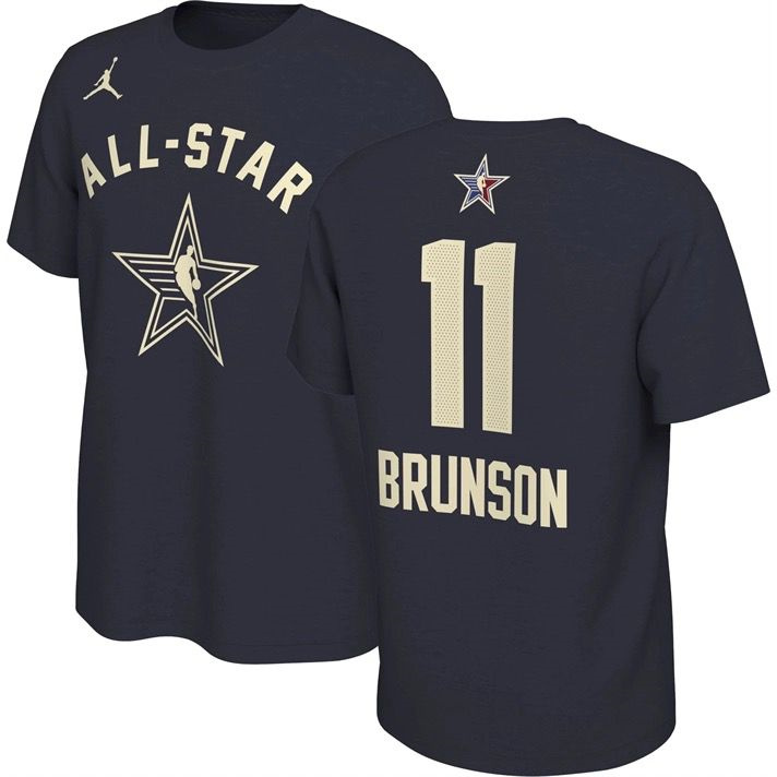 Men's 2024 All-Star #11 Jalen Brunson Navy T-Shirt Men's 2024 All-Star #11 Jalen Brunson Navy T-Shirt