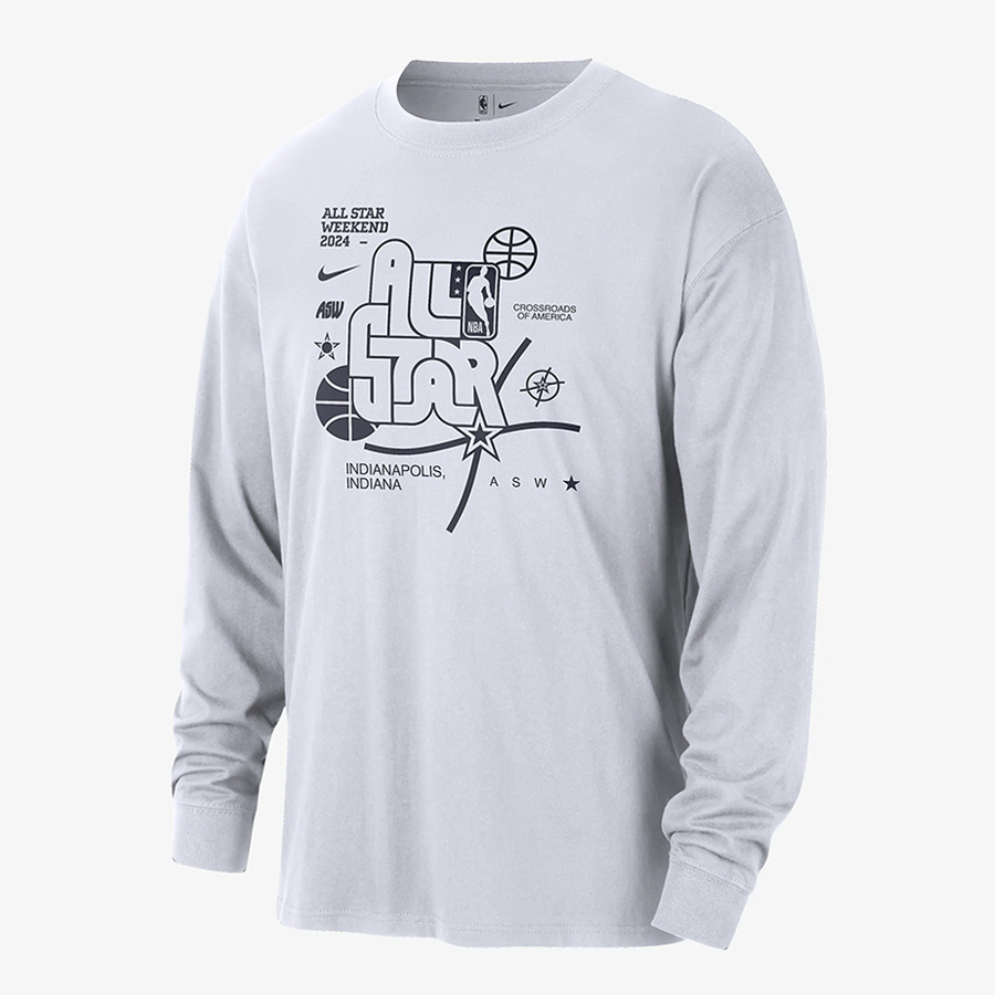 Men's 2024 All-Star Weekend White Long Sleeve T-Shirt Men's 2024 All-Star Weekend White Long Sleeve T-Shirt
