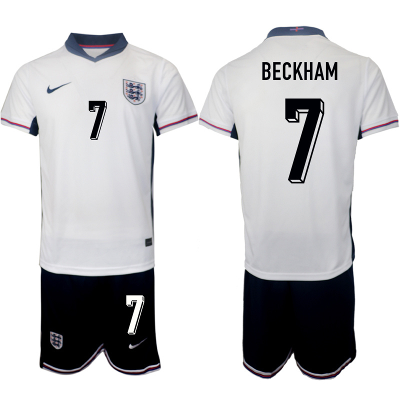Men's England #7 Beckham 2024-25 White Home Soccer Jersey Suit Men's England #7 Beckham 2024-25 White Home Soccer Jersey Suit