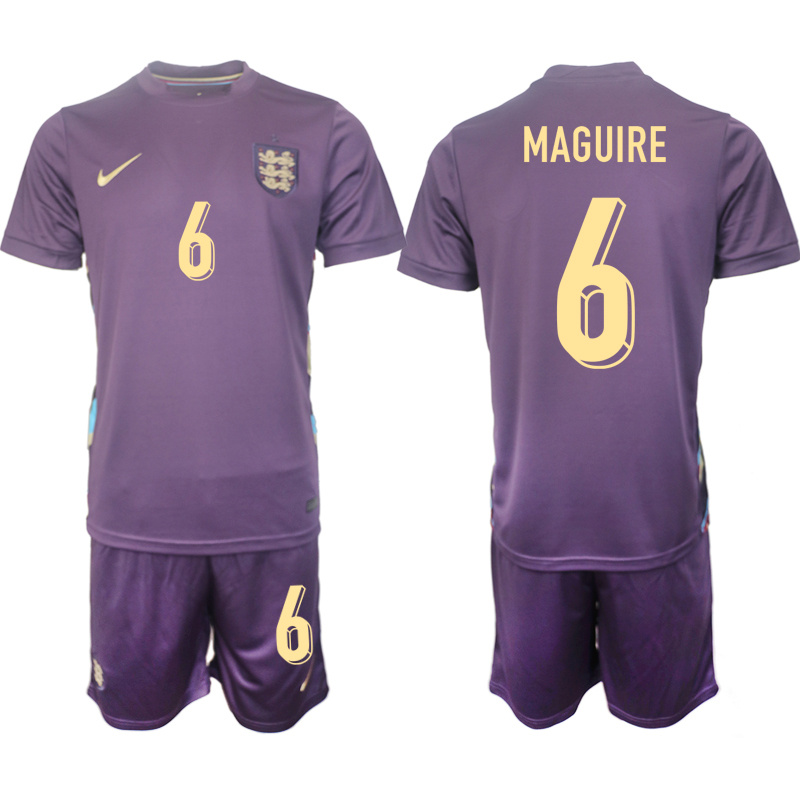 Men's England #6 Harry Maguire 2024-25 Purple Away Soccer Jersey Suit Men's England #6 Harry Maguire 2024-25 Purple Away Soccer Jersey Suit