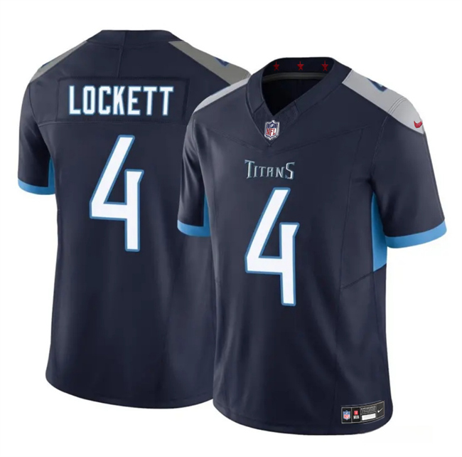 Men's Tennessee Titans #4 Tyler Lockett Navy 2025 F.U.S.E. Vapor Limited Stitched Football Jersey Men's Tennessee Titans #4 Tyler Lockett Navy 2025 F.U.S.E. Vapor Limited Stitched Football Jersey