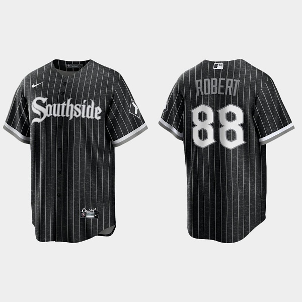 Men's Chicago White Sox #88 Luis Robert Black 2021 City Connect Cool Base Stitched Jersey Men's Chicago White Sox #88 Luis Robert Black 2021 City Connect Cool Base Stitched Jersey