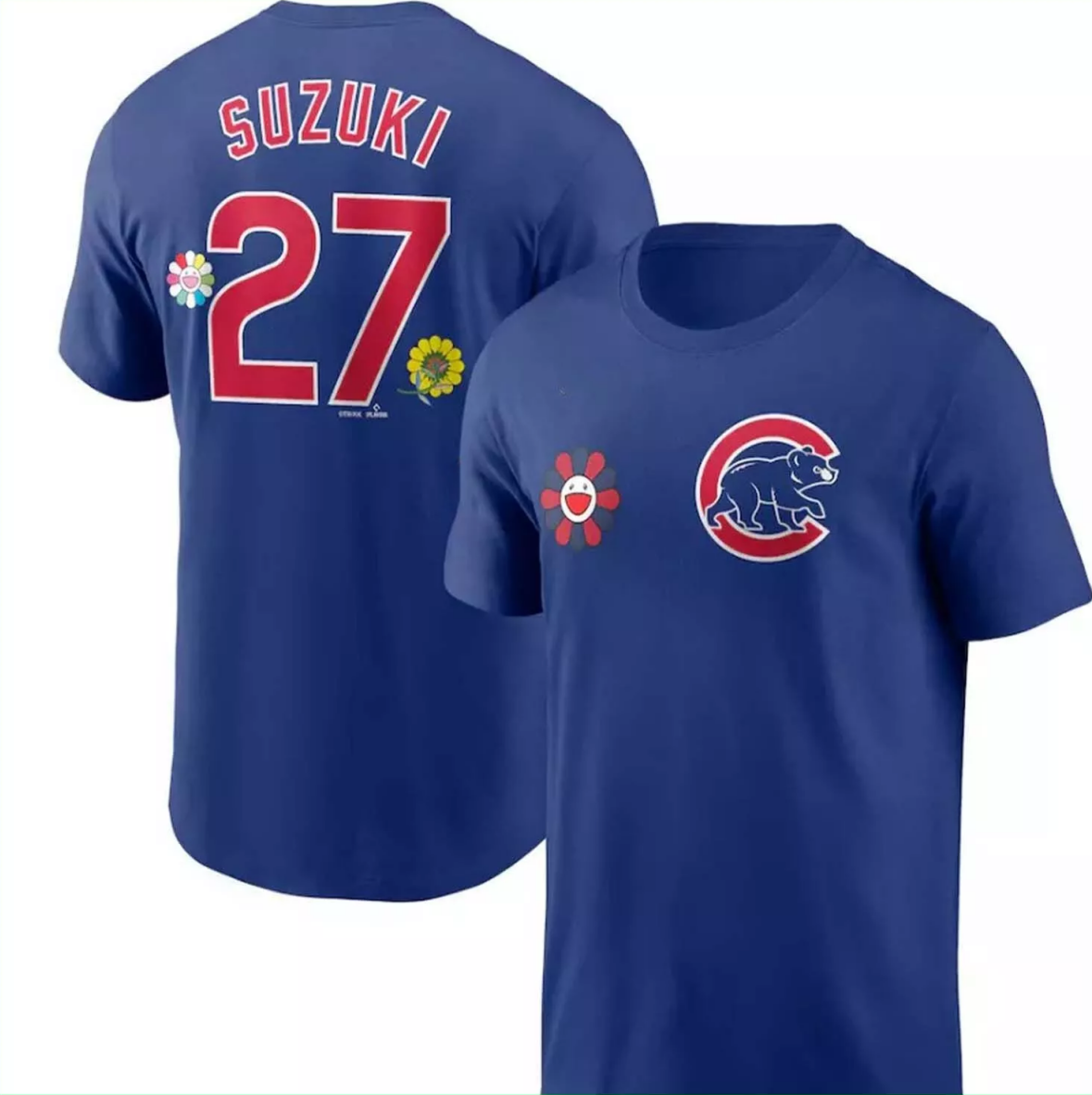 Men's Chicago Cubs #27 Seiya Suzuki Blue 2025 Tokyo Series Name & Number T-Shirt Men's Chicago Cubs #27 Seiya Suzuki Blue 2025 Tokyo Series Name & Number T-Shirt