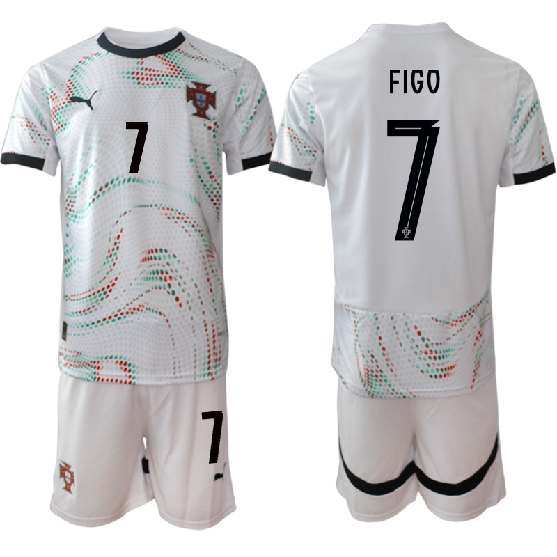 Men's Portugal Team #7 Ronaldo 2025 White Away Soccer Jersey Suit