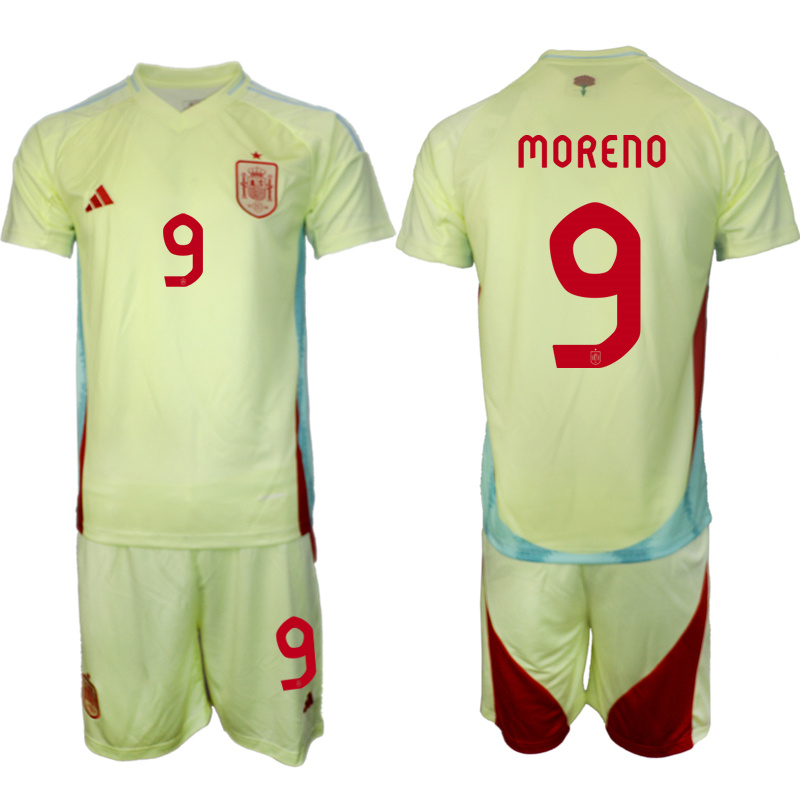 Men's Spain Team #9 Gerard Moreno 2024-25 Yellow Away Soccer Jersey Suit Men's Spain Team #9 Gerard Moreno 2024-25 Yellow Away Soccer Jersey Suit