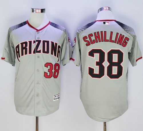 Diamondbacks #38 Curt Schilling Gray/Brick New Cool Base Stitched MLB Jersey Diamondbacks #38 Curt Schilling Gray/Brick New Cool Base Stitched MLB Jersey