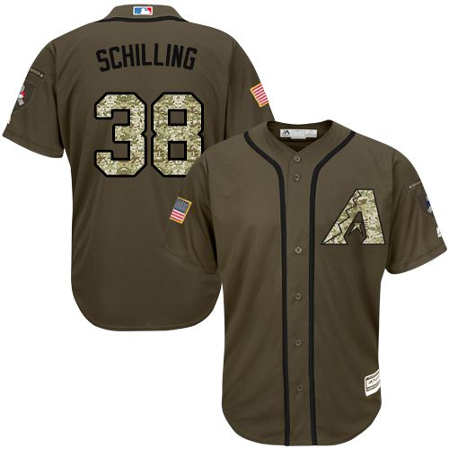 Diamondbacks #38 Curt Schilling Green Salute to Service Stitched MLB Jersey Diamondbacks #38 Curt Schilling Green Salute to Service Stitched MLB Jersey