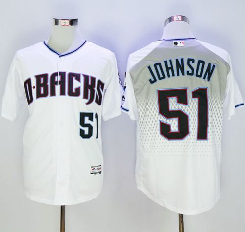 Diamondbacks #51 Randy Johnson White/Capri New Cool Base Stitched MLB Jersey Diamondbacks #51 Randy Johnson White/Capri New Cool Base Stitched MLB Jersey