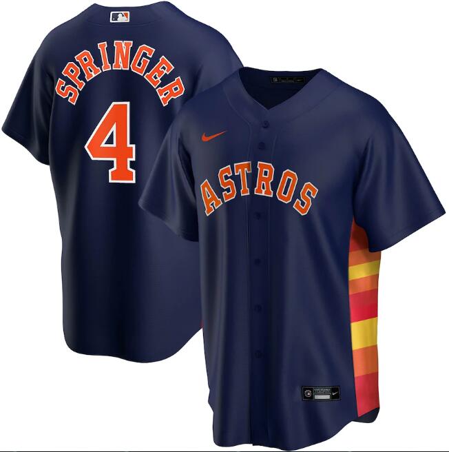 Men's Houston Astros #4 George Springer Navy MLB Cool Base Stitched MLB Jersey Men's Houston Astros #4 George Springer Navy MLB Cool Base Stitched MLB Jersey