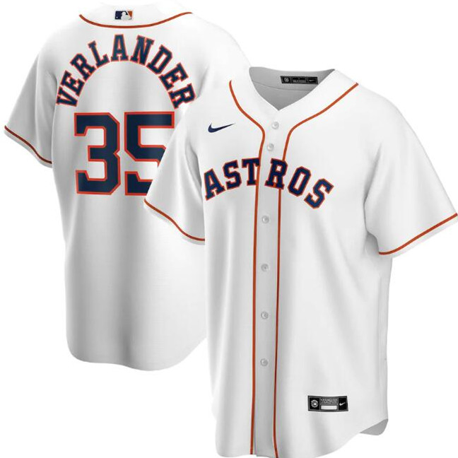Men's HoustMen's Houston Astros #35 Justin Verlander White MLB Cool Base Stitched Jersey Men's HoustMen's Houston Astros #35 Justin Verlander White MLB Cool Base Stitched Jersey