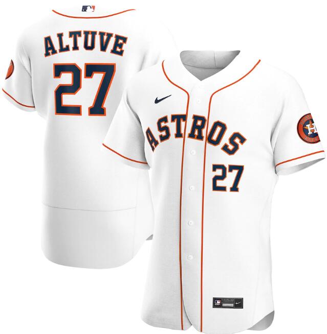 Men's Houston Astros #27 Jose Altuve White MLB Flex Base Stitched Jersey Men's Houston Astros #27 Jose Altuve White MLB Flex Base Stitched Jersey