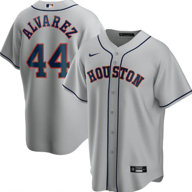 Men's Houston Astros #44 Yordan Alvarez Grey MLB Cool Base Stitched Jersey Men's Houston Astros #44 Yordan Alvarez Grey MLB Cool Base Stitched Jersey