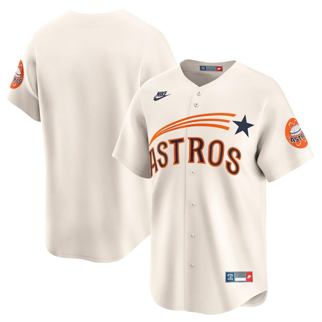 Men's Houston Astros Blank Cream Cooperstown Collection Limited Stitched Baseball Jersey Men's Houston Astros Blank Cream Cooperstown Collection Limited Stitched Baseball Jersey