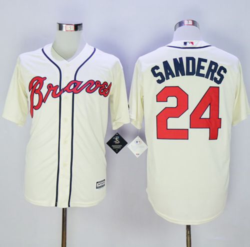 Braves #24 Deion Sanders Cream New Cool Base Stitched MLB Jersey Braves #24 Deion Sanders Cream New Cool Base Stitched MLB Jersey