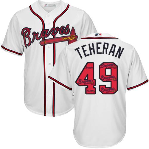 Braves #49 Julio Teheran White Team Logo Fashion Stitched MLB Jersey Braves #49 Julio Teheran White Team Logo Fashion Stitched MLB Jersey