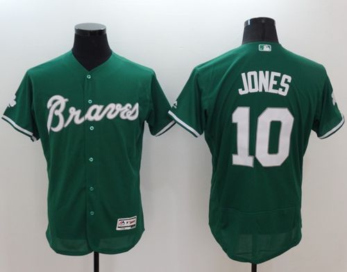 Braves #10 Chipper Jones Green Celtic Flexbase Authentic Collection Stitched MLB Jersey Braves #10 Chipper Jones Green Celtic Flexbase Authentic Collection Stitched MLB Jersey