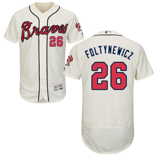 Braves #26 Mike Foltynewicz Cream Flexbase Authentic Collection Stitched MLB Jersey Braves #26 Mike Foltynewicz Cream Flexbase Authentic Collection Stitched MLB Jersey