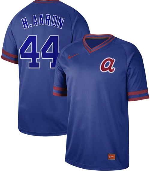 Nike Braves #44 Hank Aaron Royal Authentic Cooperstown Collection Stitched MLB Jersey Nike Braves #44 Hank Aaron Royal Authentic Cooperstown Collection Stitched MLB Jersey