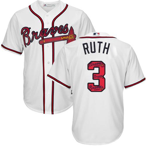 Braves #3 Babe Ruth White Team Logo Fashion Stitched MLB Jersey Braves #3 Babe Ruth White Team Logo Fashion Stitched MLB Jersey