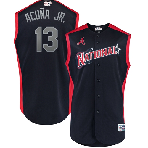 Braves #13 Ronald Acuna Jr. Navy 2019 All-Star National League Stitched MLB Jersey Braves #13 Ronald Acuna Jr. Navy 2019 All-Star National League Stitched MLB Jersey