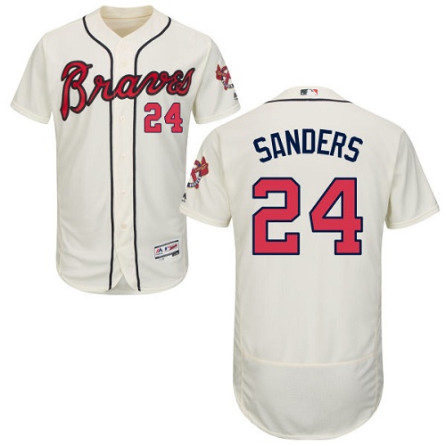 Braves #24 Deion Sanders Cream Flexbase Authentic Collection Stitched MLB Jersey Braves #24 Deion Sanders Cream Flexbase Authentic Collection Stitched MLB Jersey