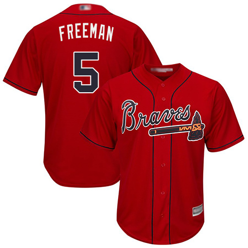 Braves #5 Freddie Freeman Red New Cool Base Stitched MLB Jersey Braves #5 Freddie Freeman Red New Cool Base Stitched MLB Jersey