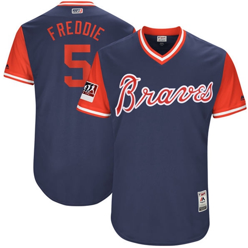 Braves #5 Freddie Freeman Navy 