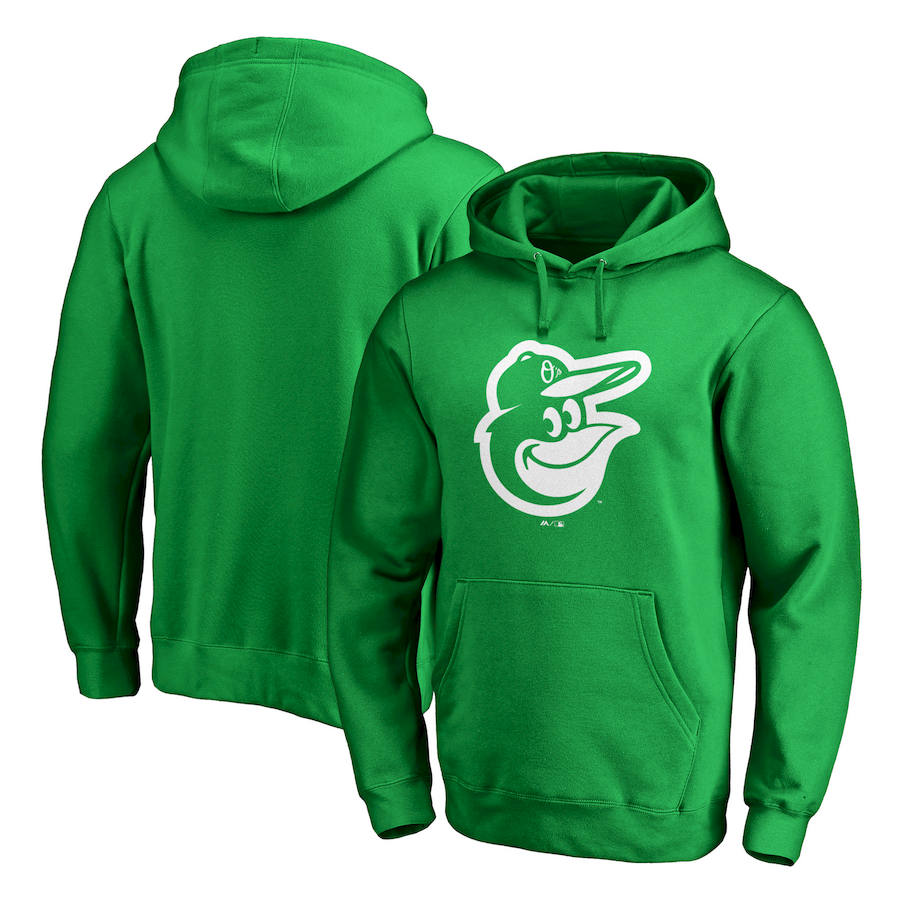 Baltimore Orioles Majestic St. Patrick's Day White Logo Pullover Hoodie Kelly Green Baltimore Orioles Majestic St. Patrick's Day White Logo Pullover Hoodie Kelly Green