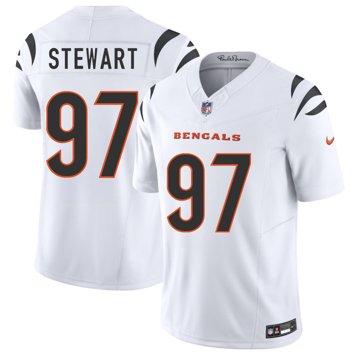 Men's Cincinnati Bengals #97 Shemar Stewart White 2025 Draft F.U.S.E. Vapor Untouchable Limited Stitched Football Jersey Men's Cincinnati Bengals #97 Shemar Stewart White 2025 Draft F.U.S.E. Vapor Untouchable Limited Stitched Football Jersey